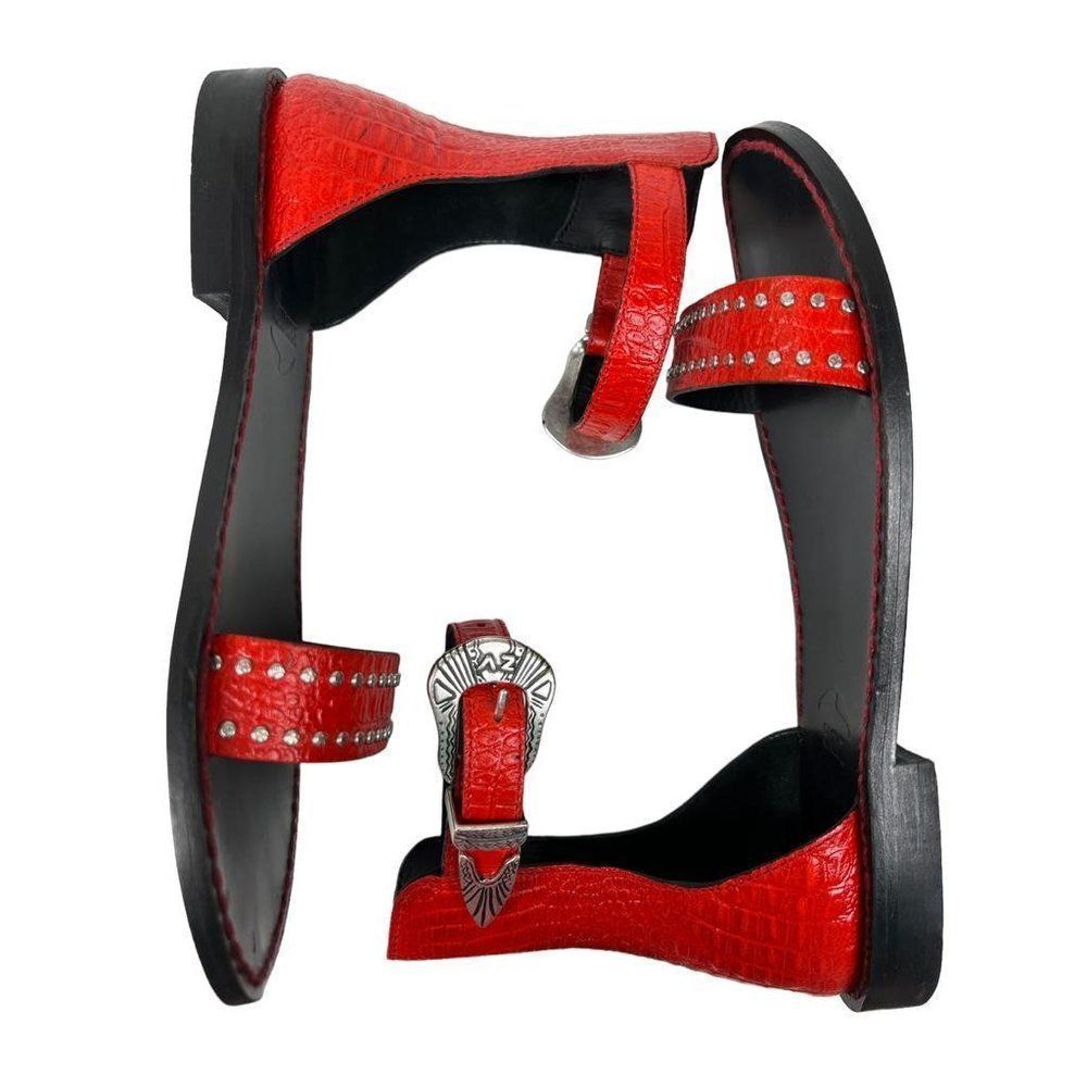 Zadig & Voltaire Red Sandals with Silver Accents - Picture 5 of 11